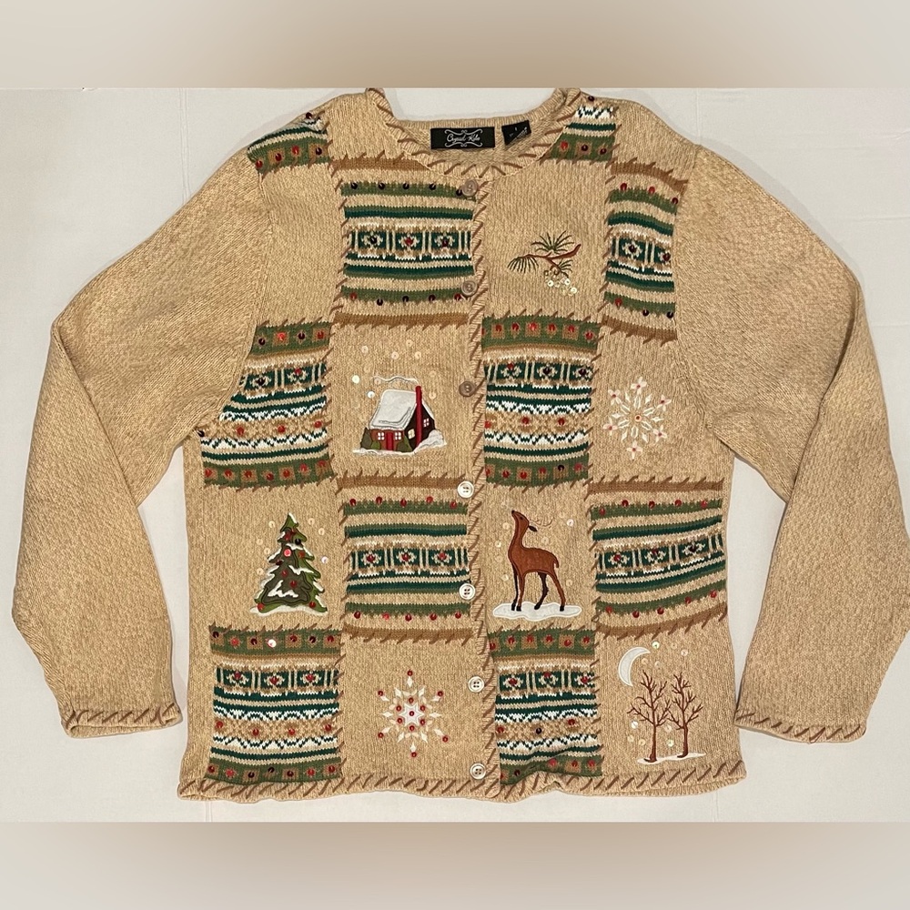 Crystal Cobe cardigan Christmas woman’s M